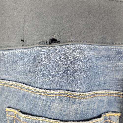 Pantalones de mezclilla azul marino antiguos acampanados con panel elástico - Imagen 8 de 9