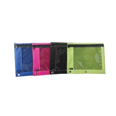 Filexec Soft Touch Pencil Pouch Canvas Binder Holes Asst Colors School Office