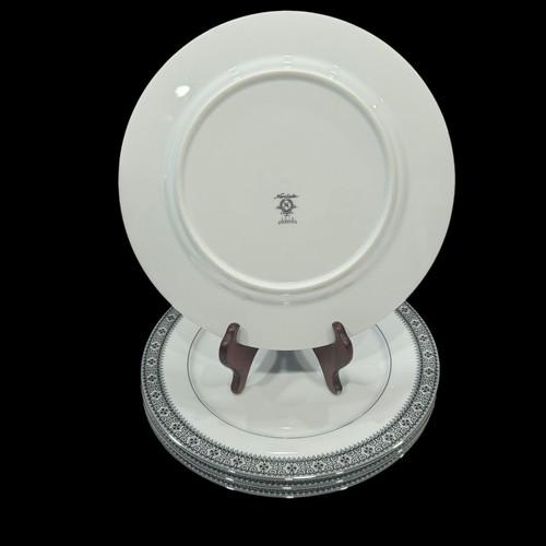4er Set Noritake Segovia 2216 Japan 10,5" Speiseteller Platinrand 1980er - Bild 9 von 11