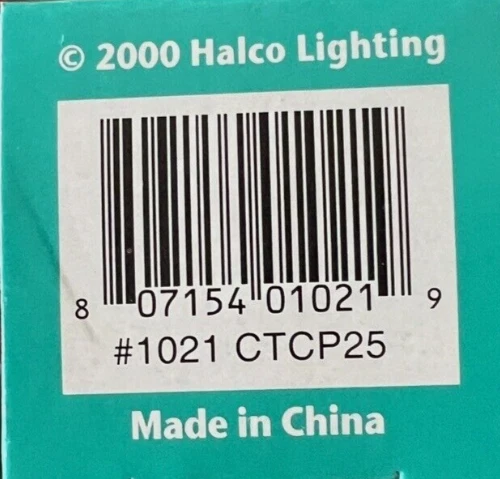 HALCO #1021 CTCP25 PETITE TORPEDO TIP CANDELABRA BASE 25W CLEAR BULB - NEW! - Image 3 of 4