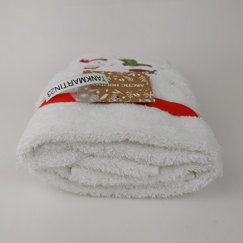 Set of 2 Arctic Holiday Christmas Embroidered Bathroom Hand Towels Snowman - Bild 6 von 7