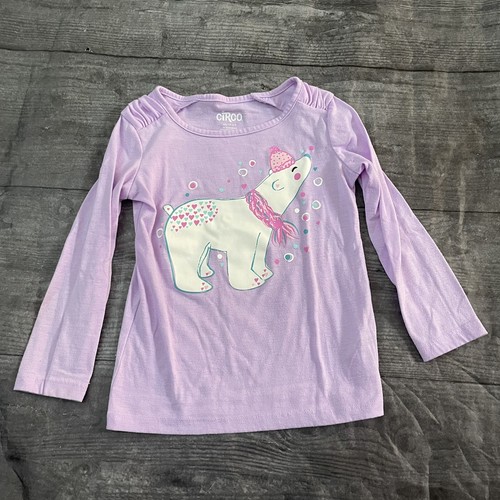 Girl’s Circo Polar Bear Polka Dot Pajama Set XS 4/5 Fleece Pants Shirt - Picture 2 of 6