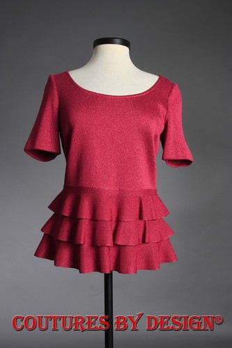St John Knit Short Sleeve Evening Sweater Raspberry Shimmer Sz 10 NWT MSRP $795