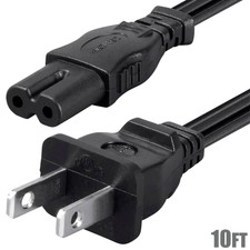 Kentek 1Ft 2 Pin AC Power Cord NEMA1-15P//IEC320 C7 18AWG 10A Non-Polarized Fig.8