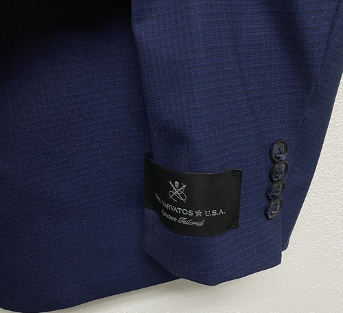 JOHN VARVATOS STAR USA Bleecker Micro-Check Slim Fit Anzugjacke, Navy, Größe 46R - Bild 6 von 9
