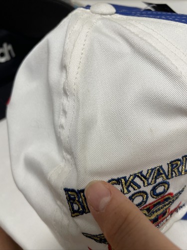 VTG 1996 NASCAR Brickyard 400 Racetrack Snapback Hat Blue White Checkered FLAG - Picture 3 of 10