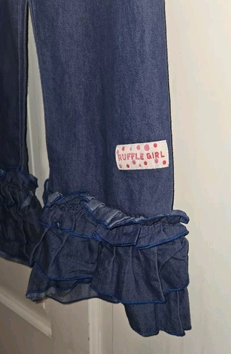 RUFFLE GIRL blue Denim Stretch Cotton Flare Pullon Pants. Girls 6 NWOT - Picture 3 of 7