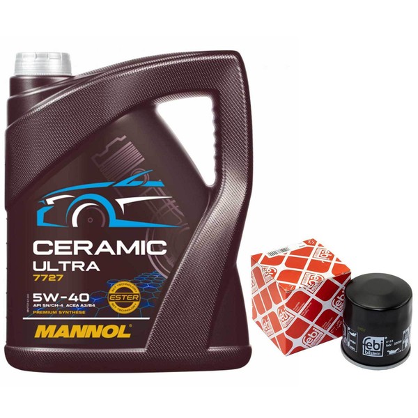 MotoröL Set 5W-40 Mannol 5 Liter + ÖLfilter 32099 FüR Nissan Renault Subaru-image