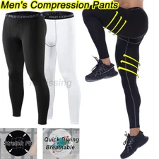 Men's Compression Pants Base Layer Workout Leggings Cool Dry Yoga Gym Sports US