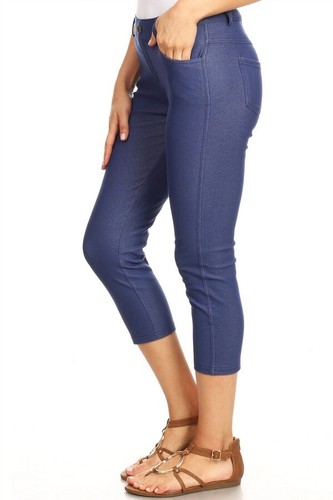 Womens 5 Pocket Capri Jeggings Stretchy Pant Jeans Leggings Plus Size Available - Picture 34 of 103