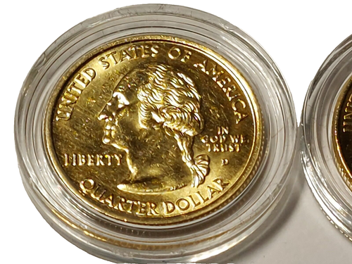 2000 P & D 25c Virginia State Quarters 24k Gold Plated Clad Uncirculated - Picture 2 of 6