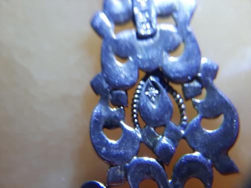 Earrings Marcasite Elegant Fancy Ornate Work Vintage Antique   2" Dangle - Picture 13 of 16