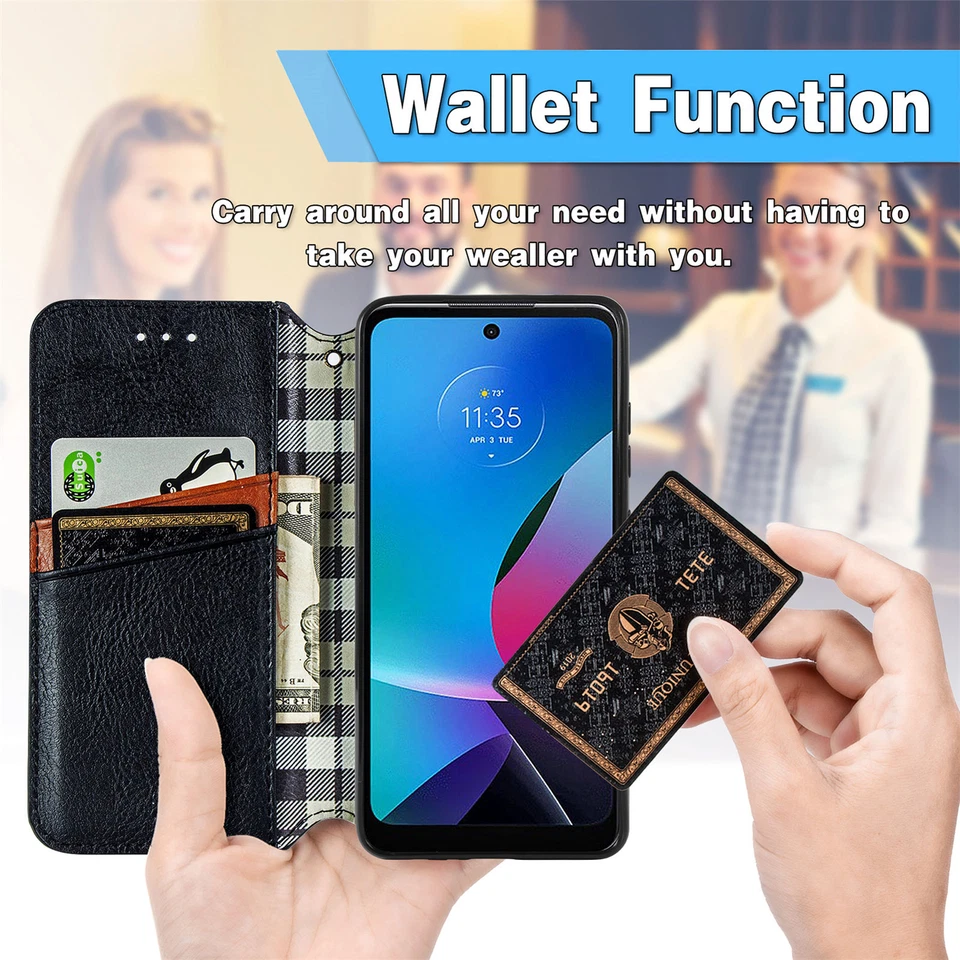 For Motorola G 5G/Play & Stylus 2024 Wallet Card Flip Stand Leather Phone Case - Image 4 of 4