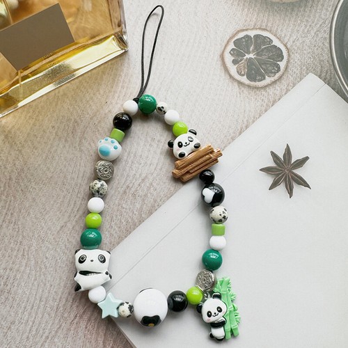 Chinese Style Cartoon Panda Beaded Phone Chain Charm Cute Anti-loss Phone St _ou - Zdjęcie 3 z 8