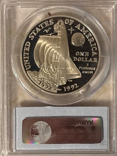 1992-P COLUMBUS Silver Dollar $1 PCGS PR70DCAM FLAWLESS - Picture 3 of 4