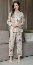 New Women Silk Pajamas Set,2 pieces100 Mulberry Silk Sleepwear Nightwear