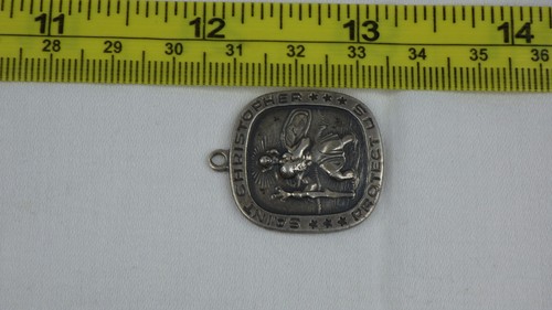 Rare Vintage Sterling Silver 925 Charm Pendant Saint Christopher Medal Anson - Picture 3 of 10