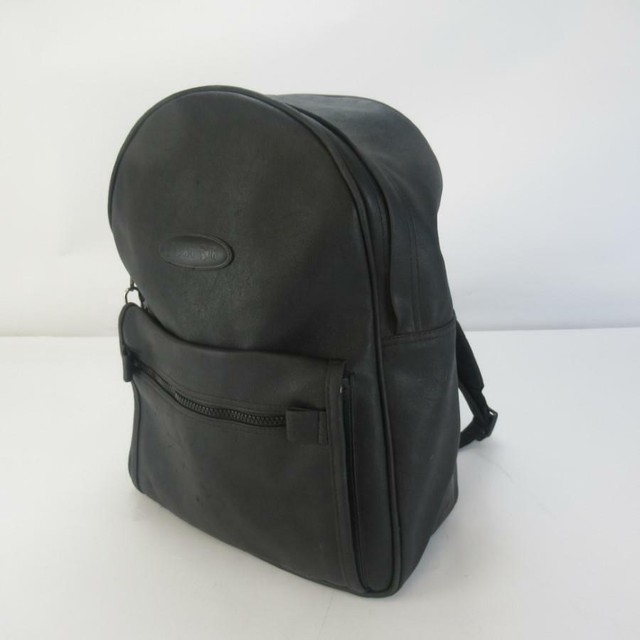 Equator Black Faux Leather Backpack - Adjustable Straps & External Zipped Pocket Equator Black Faux Leather Backpack - Adjustable Straps & External Zipped Pocket