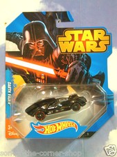MATTEL HOT WHEELS STAR WARS DARTH VADER CHARACTER CAR IN BLACK REDLINE WHEELS!!