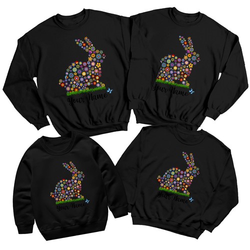 Personalised Family Bunny Happy Easter Sweatshirt Jumper Matching Outfit 1#ED - Picture 13 of 27
