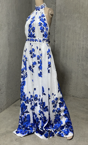 Neu Neu mit Etikett Rebecca Vallance Orchideenblau weiß Maxi langes Kleid Dress US 6/AU 10 - Bild 3 von 12
