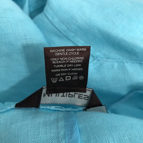 Multiples Open Front Ruffle Trim Linen Jacket Womens Size Large Blue Buttons - Picture 14 of 18