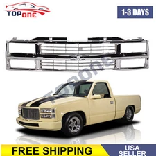 For 94-98 Chevy C/K 1500 2500 3500 Truck Composite Chrome Grille w/Black Insert