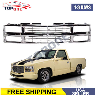 #ad For 94 98 Chevy C K 1500 2500 3500 Truck Composite Chrome Grille w Black Insert $113.74
