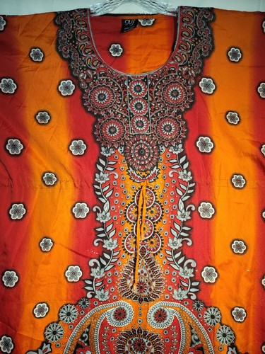 NF Free Size Full Length Embelished Kaftan Mumu Kimono Red Paisley - Picture 2 of 12