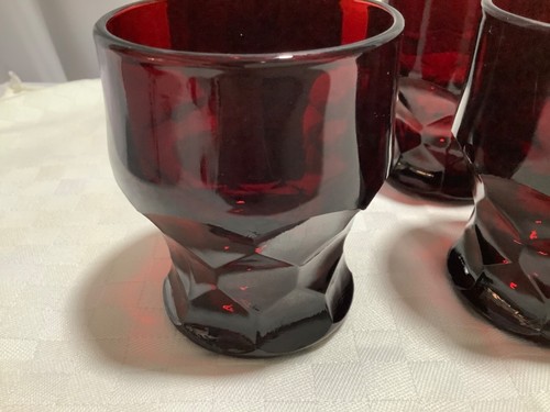 Anchor Hocking Royal Ruby Red Georgian Honeycomb 3 1/4" 5 Oz Tumbler Set of 4 - Picture 3 of 8