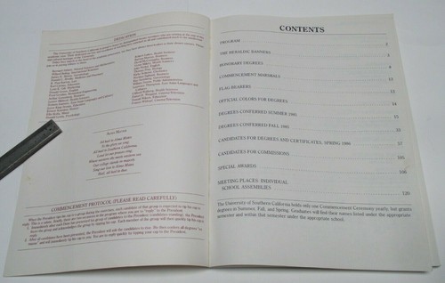 Sehr guter Zustand USC 103rd Cartement Book May 9, 1986 All Graduates Listed 120 Pages - Bild 2 von 5