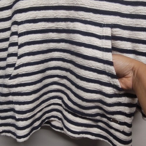 O'Neill Hoodie Women Size M Blue Cream Stripes Long Sleeve Pockets Beachy Fall - Picture 5 of 10