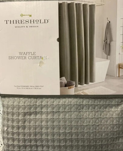 Threshold Waffle Shower Curtain Gray, 72”x72” NWT Bath Target Farmhouse - Picture 2 of 3