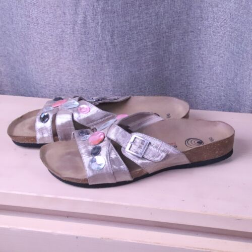 Eurowellness Balance Sandals Women's 9US 40EU Slides Comfort Shoes Metallic Gems - Picture 3 of 12