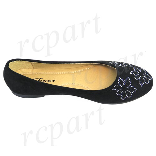 New women's shoes flower stones ballet flats ballerina casual work black - Bild 2 von 9