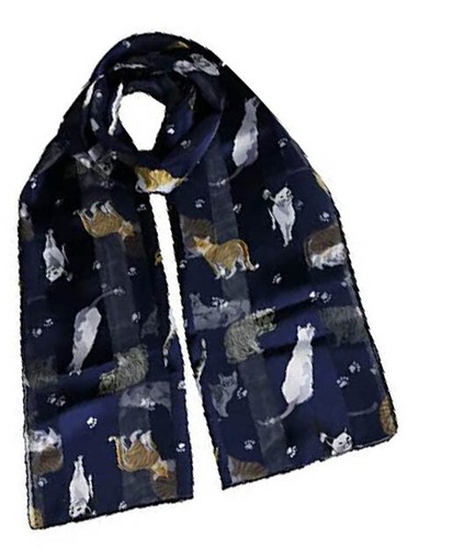 Bufanda con estampado de gatos envoltura ligera suave sedosa para bufandas temáticas amante de los animales - Imagen 22 de 26