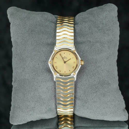 Ebel Women's Wave Two-Tone Stainless Steel Quartz Watch w/ Gold Dial 18208008 - Picture 3 of 6