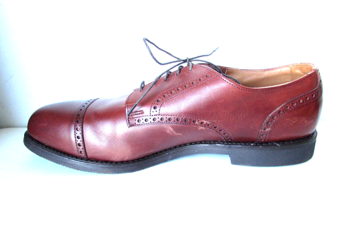 Allen Edmonds Cap Toe Cognac Brown Leather Mens 14 BENTON 3458 Oxford Shoes - Picture 4 of 16