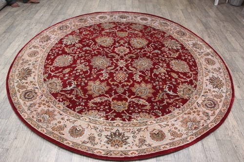 Handmade 8x8 Silk Round Rug 250x250 cms Oriental Carpet Red Round Rug - Picture 5 of 8