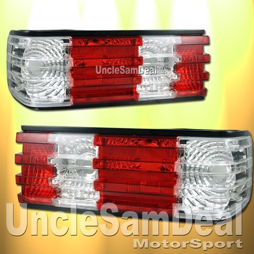 PARA MERCEDES BENZ CLASE S W126 SEAN CUPÉ EURO LENTE ROJA TRANSPARENTE PAR DE LUCES TRASERAS - Imagen 1 de 2