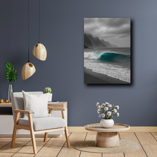 Blue Ocean Wave Canvas Wall Art–Moody Coastal Print | Minimal Nature Photography - Picture 40 of 45