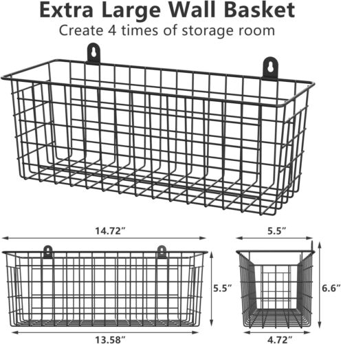 Versatile Extra Large Hanging Wire Basket Set for Kitchen & Bathroom Storage - Picture 4 of 9