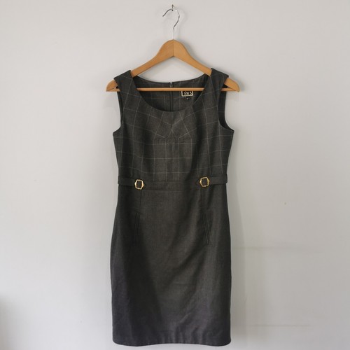 NW3 HOBBS Grey Sleeveless Check Wool Shift Dress Size UK 10 - Picture 11 of 11