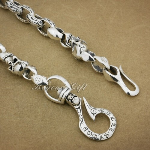 925 Sterling Silver Huge Heavy KeyChain Biker Punk Wallet Chain 8K002WCA - Picture 8 of 22