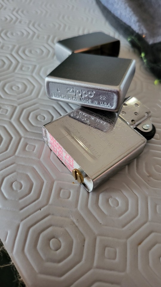 Zippo Satin Steel Lighters Unlit No Box Matching Inner And Outer