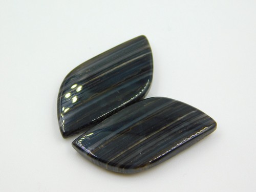 Fancy Form Natural Black Banded Agate Jewelry Making Pair Cabochons - Picture 4 of 4