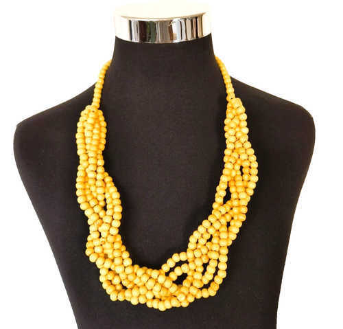 Collar llamativo para mujer amarillo maíz cuentas redondas sin cierre Appx 30 pulgadas de largo - Imagen 14 de 15