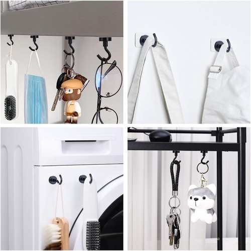 Black Magnetic Hooks 30LB Strong for Hanging Grill Towel Kitchen Garage 3 Pack - Picture 6 of 7