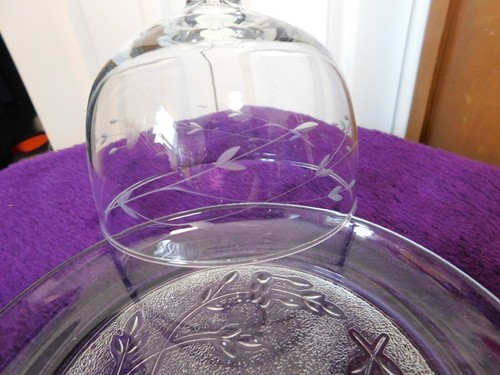 Princess House Cheese Ball Butter Dish Covered Heritage W/ Domed Lid Etched - Bild 4 von 7