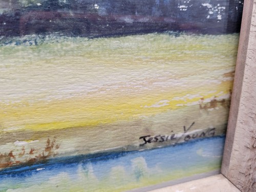 Original Artist Signed Chalk Art Mountain Landscape art Work Framed - Picture 4 of 4